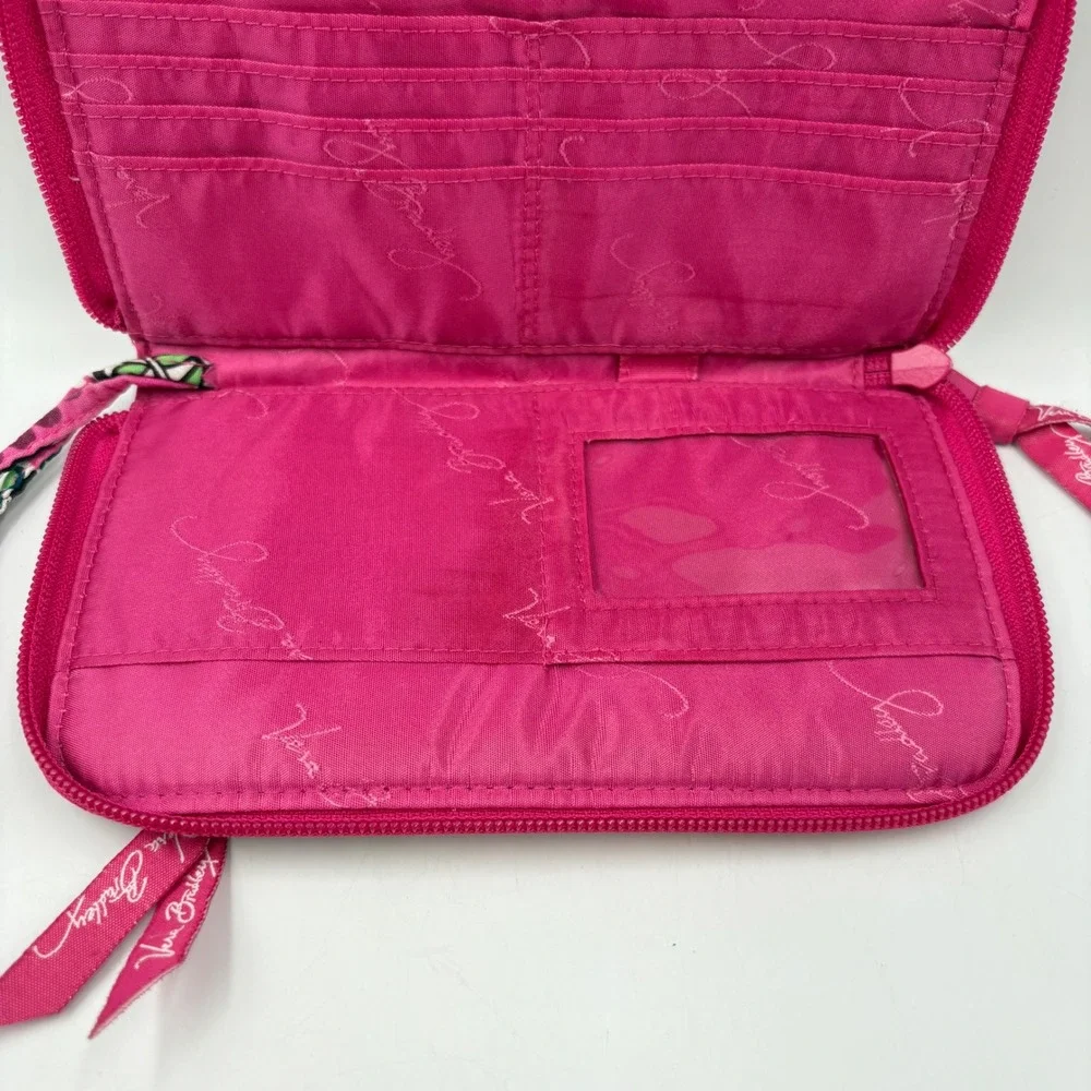 Vera Bradley Wristlet Wallet Womens OS Pink Good Plum Crazy Quilted Floral Zip